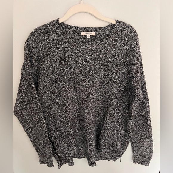 Madewell Sweaters - Madewell Medium women’s landmark side zip textured gray long sleeve sweater